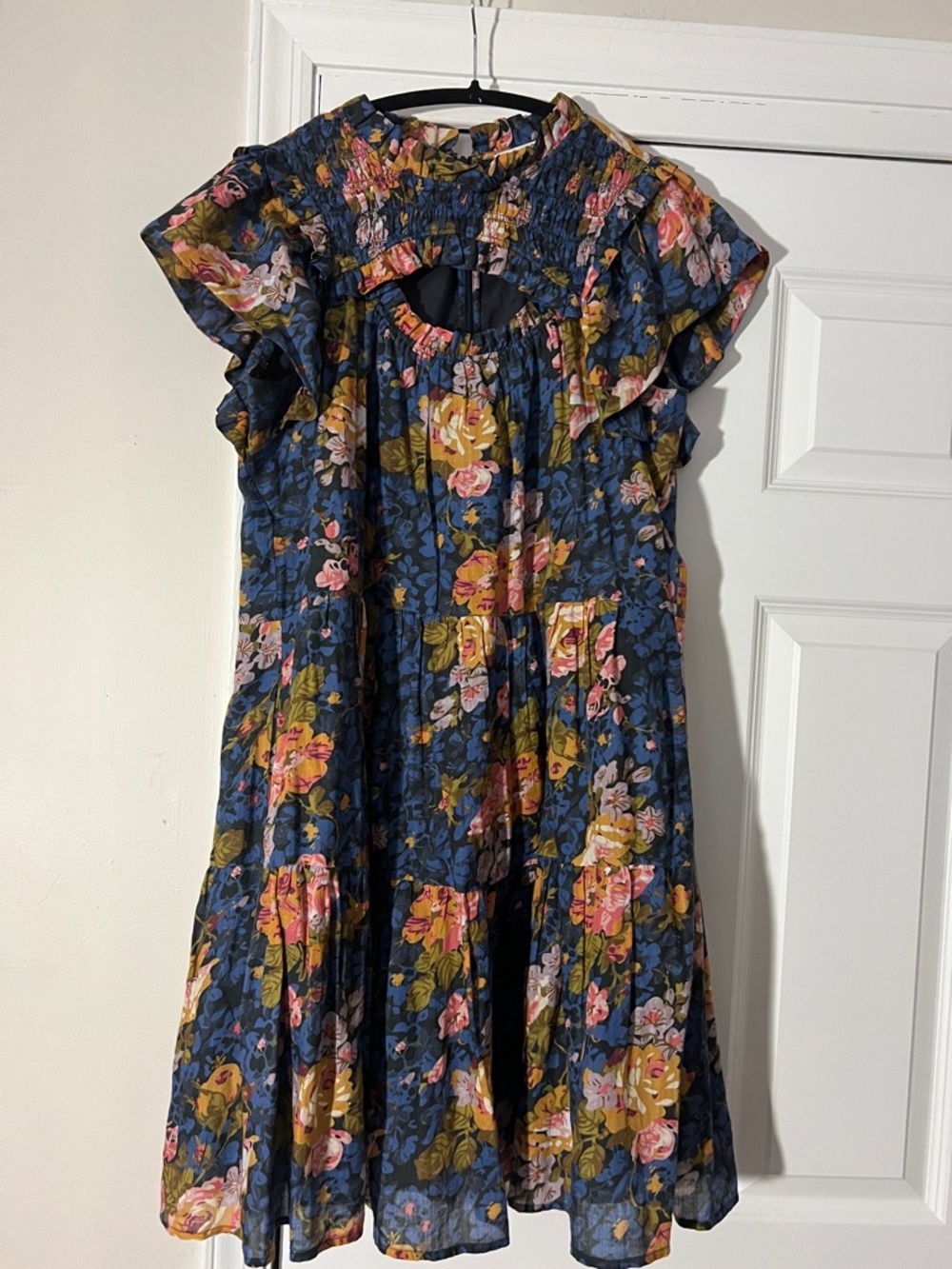 Sea New York Navy Floral Ruffle Tiered Dress